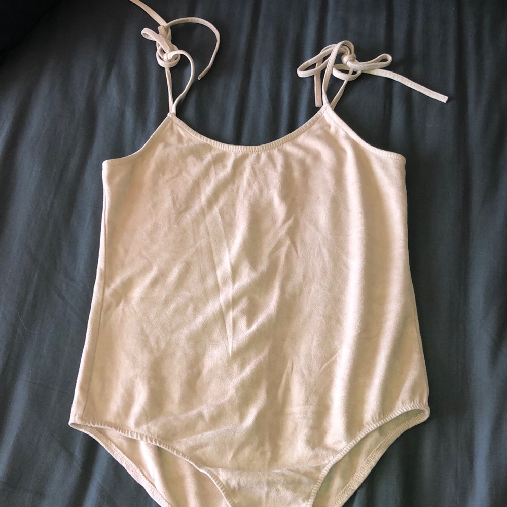 light pink suede body suit